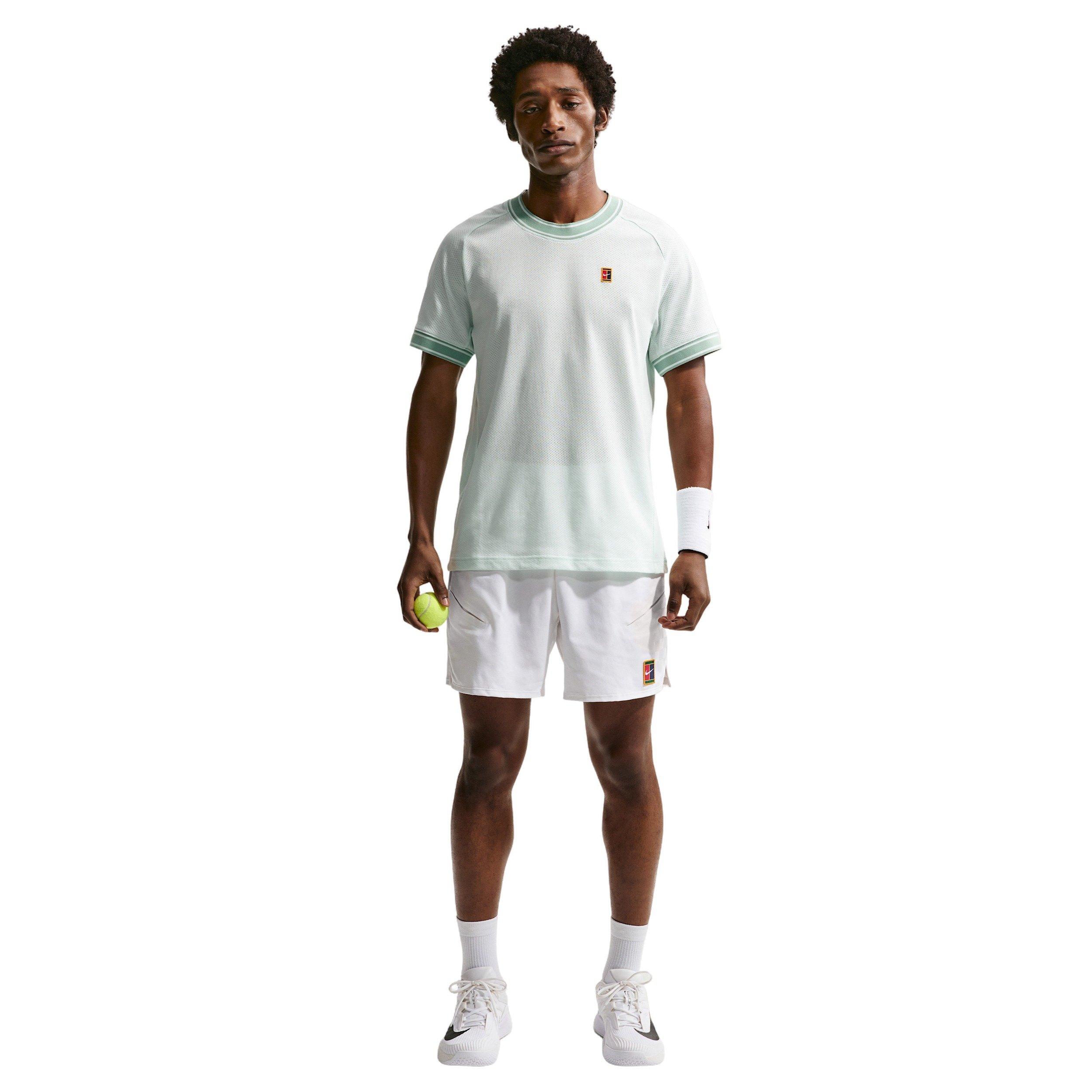 Nike Men's Court Heritage Short-Sleeve Tennis Top - GREEN Thumbnail View 4