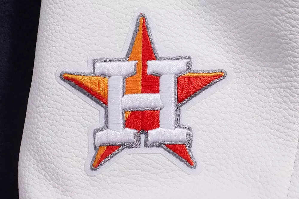 Pro Standard Women's MLB Houston Astros Mashup Rib Wool Varsity Jacket - Navy/Orange - NAVY/ORANGE