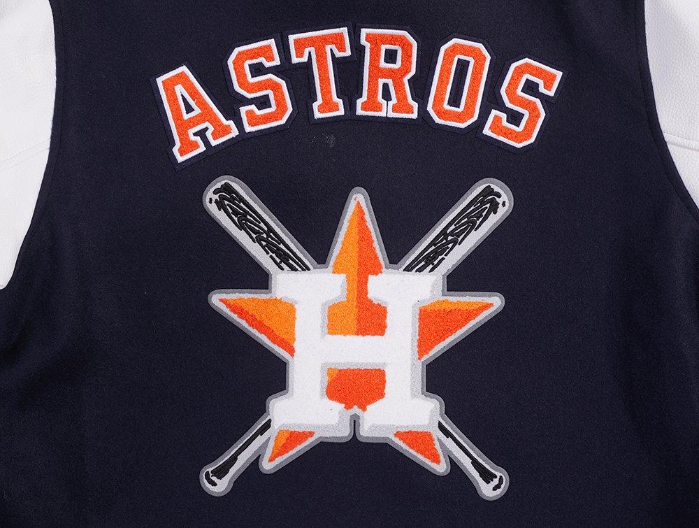 Pro Standard Women's MLB Houston Astros Mashup Rib Wool Varsity Jacket -Navy/Orange - NAVY/ORANGE Thumbnail View 9