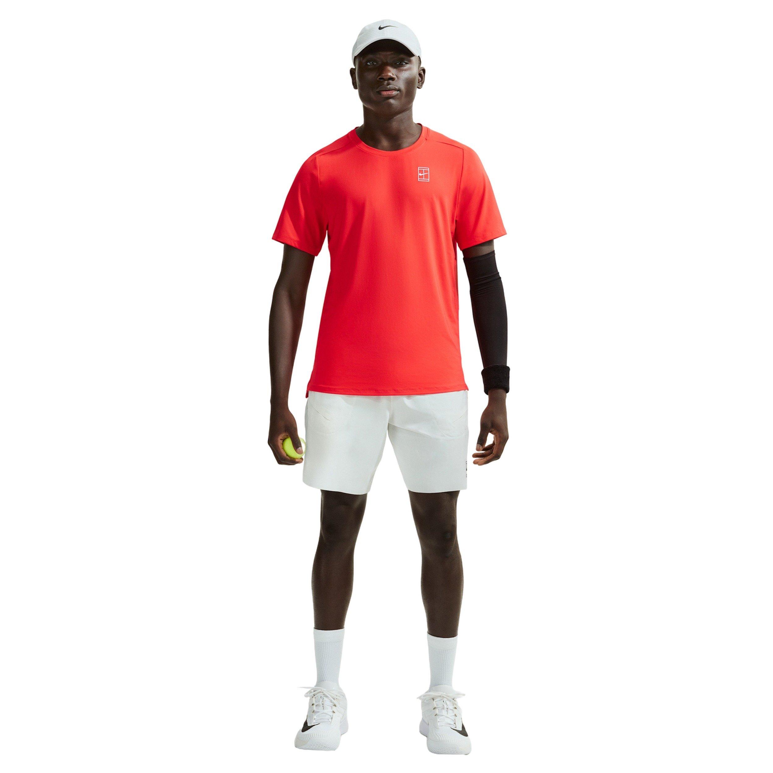 Nike Men's Court Advantage Dri-FIT Tennis Top - RED Thumbnail View 4