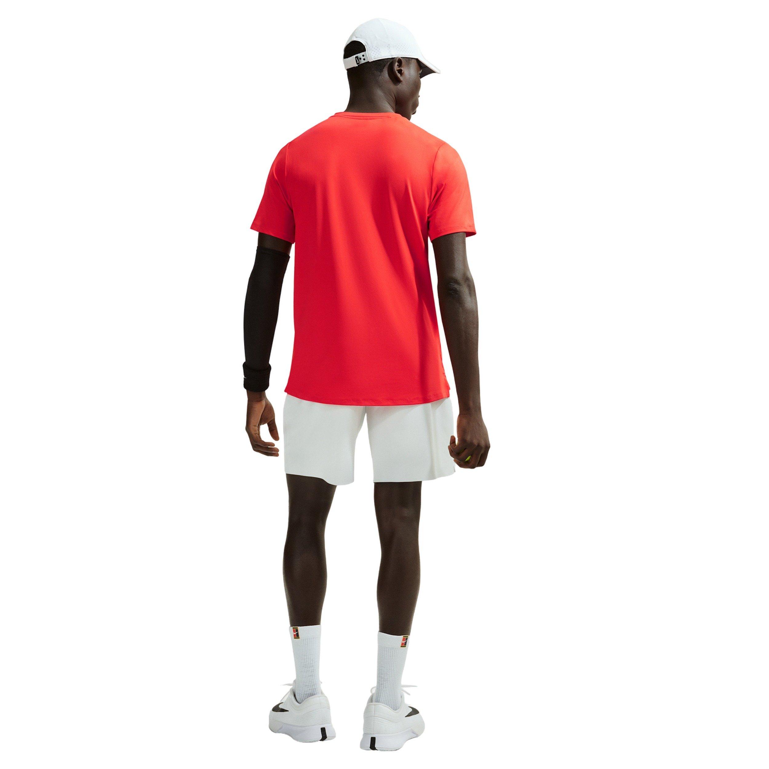 Nike Men's Court Advantage Dri-FIT Tennis Top - RED Thumbnail View 5