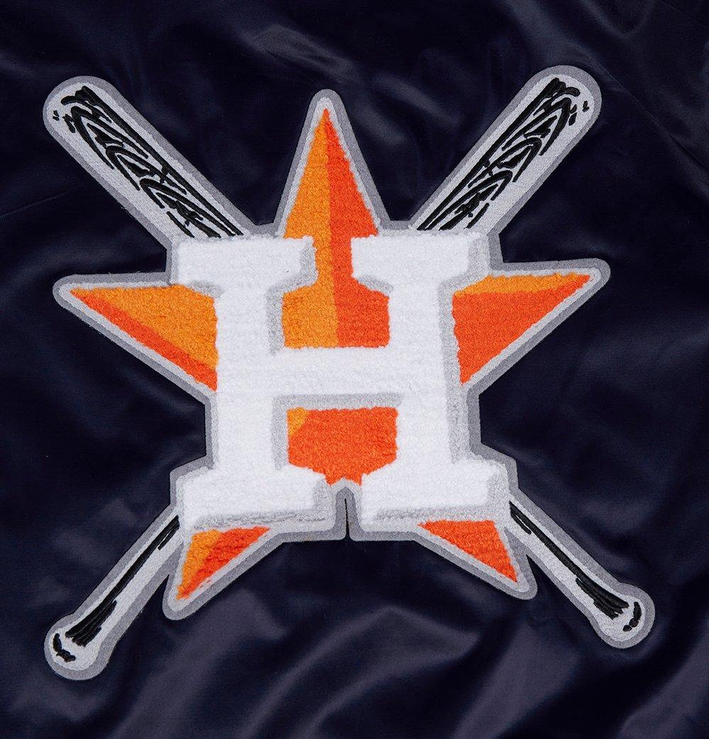 Pro Standard Women's MLB Houston Astros Mashup Rib Satin Jacket - Navy/Orange - NAVY/ORANGE Thumbnail View 7