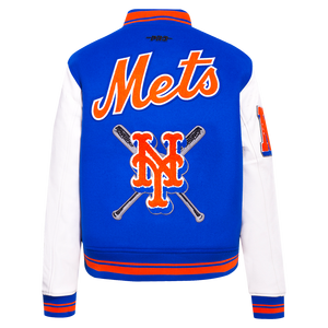 Pro Standard Women's MLB New York Mets Mashup Rib Wool Varsity Jacket -Royal/Orange