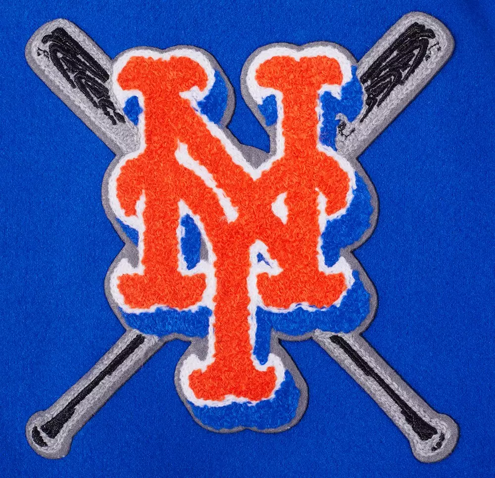Pro Standard Women's MLB New York Mets Mashup Rib Wool Varsity Jacket - Royal/Orange - ROYAL/ORANGE