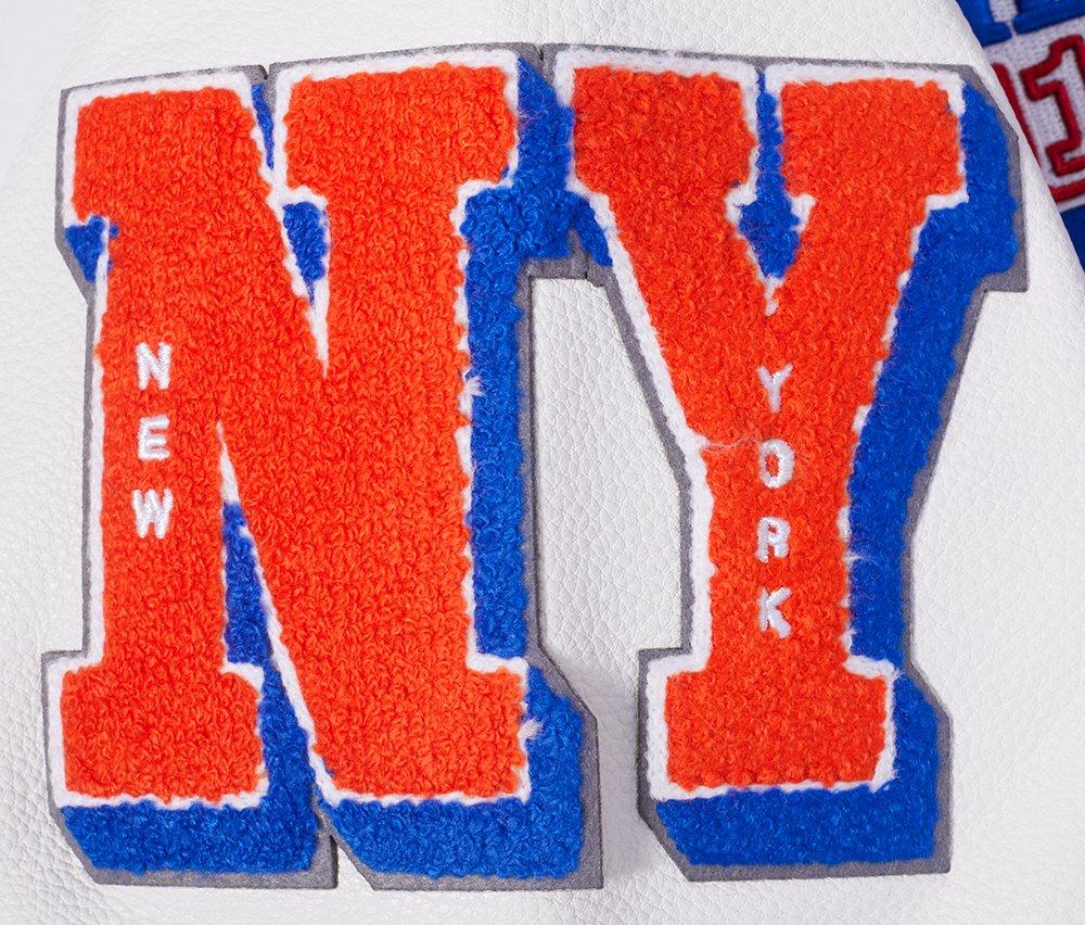 Pro Standard Women's MLB New York Mets Mashup Rib Wool Varsity Jacket -Royal/Orange - ROYAL/ORANGE Thumbnail View 7