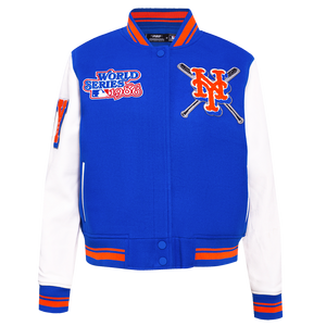 Pro Standard Women's MLB New York Mets Mashup Rib Wool Varsity Jacket -Royal/Orange