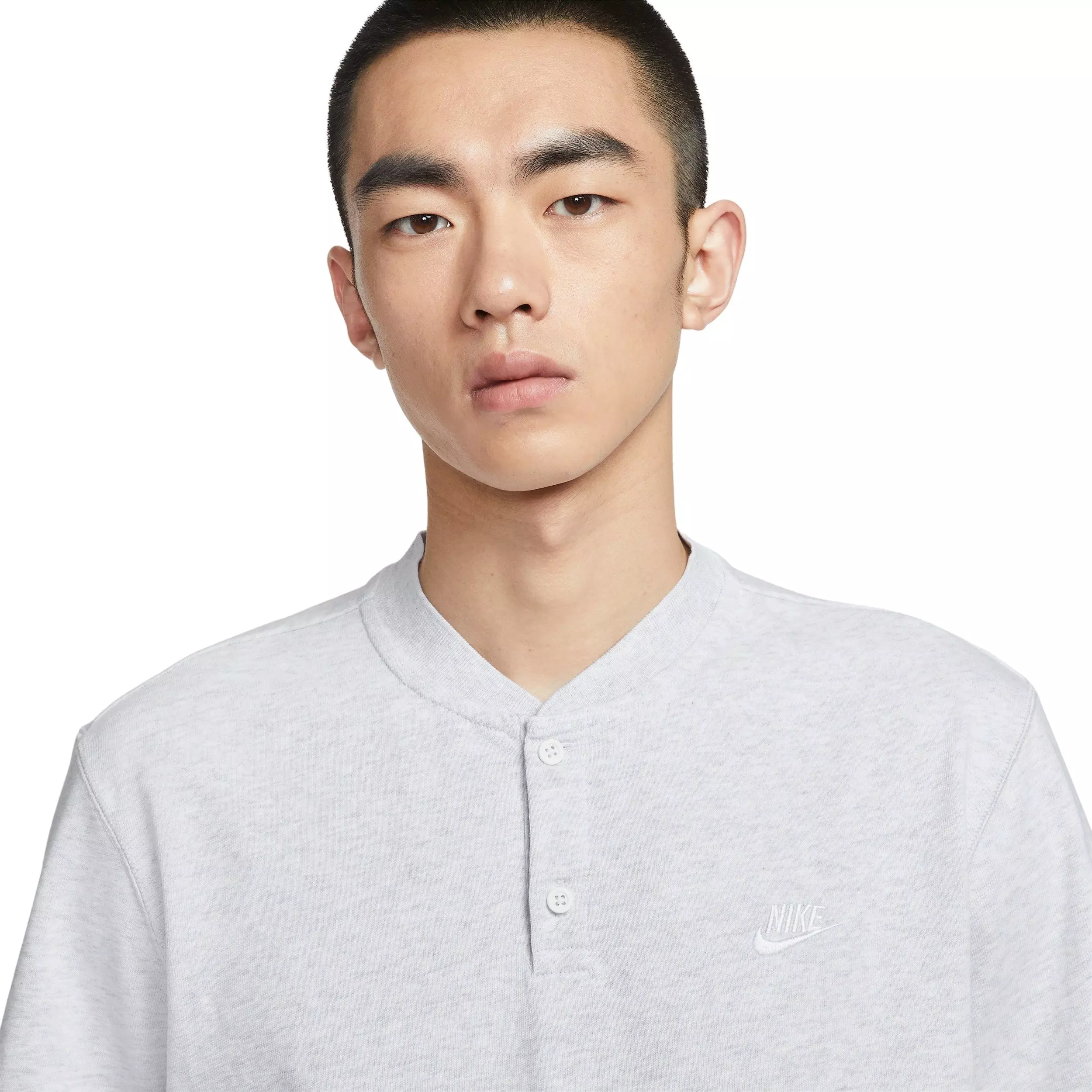 Nike Men's Club Short-Sleeve Henley - BIRCH HEATHER