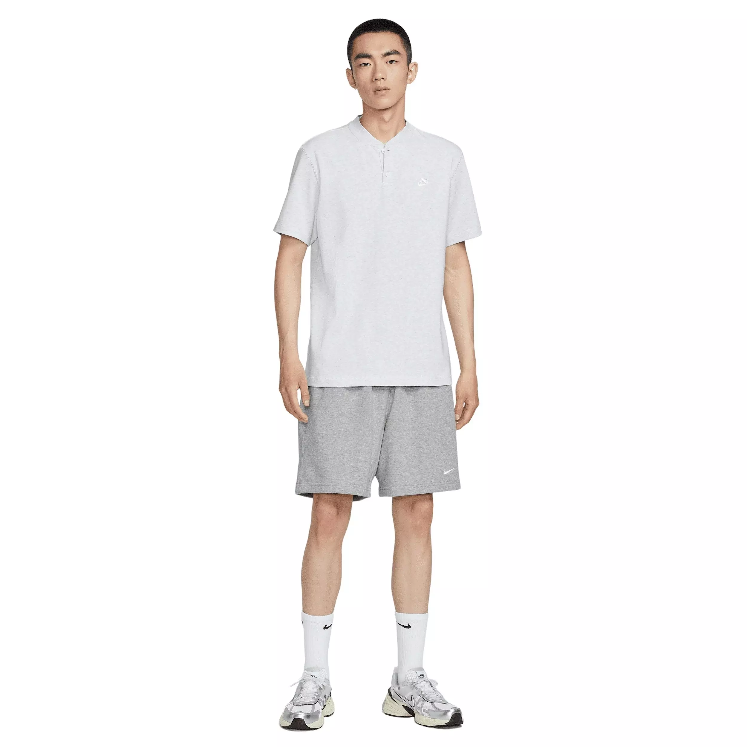 Nike Men's Club Short-Sleeve Henley - BIRCH HEATHER