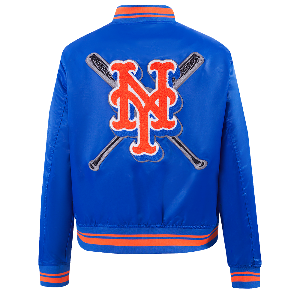 Pro Standard Women's MLB New York Mets Mashup Rib Satin Jacket - Royal/Orange - ROYAL/ORANGE Thumbnail View 2