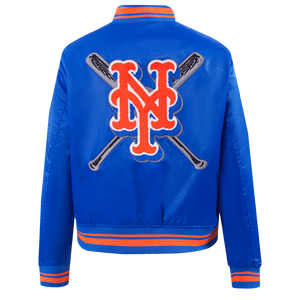 Pro Standard Women's MLB New York Mets Mashup Rib Satin Jacket -Royal/Orange