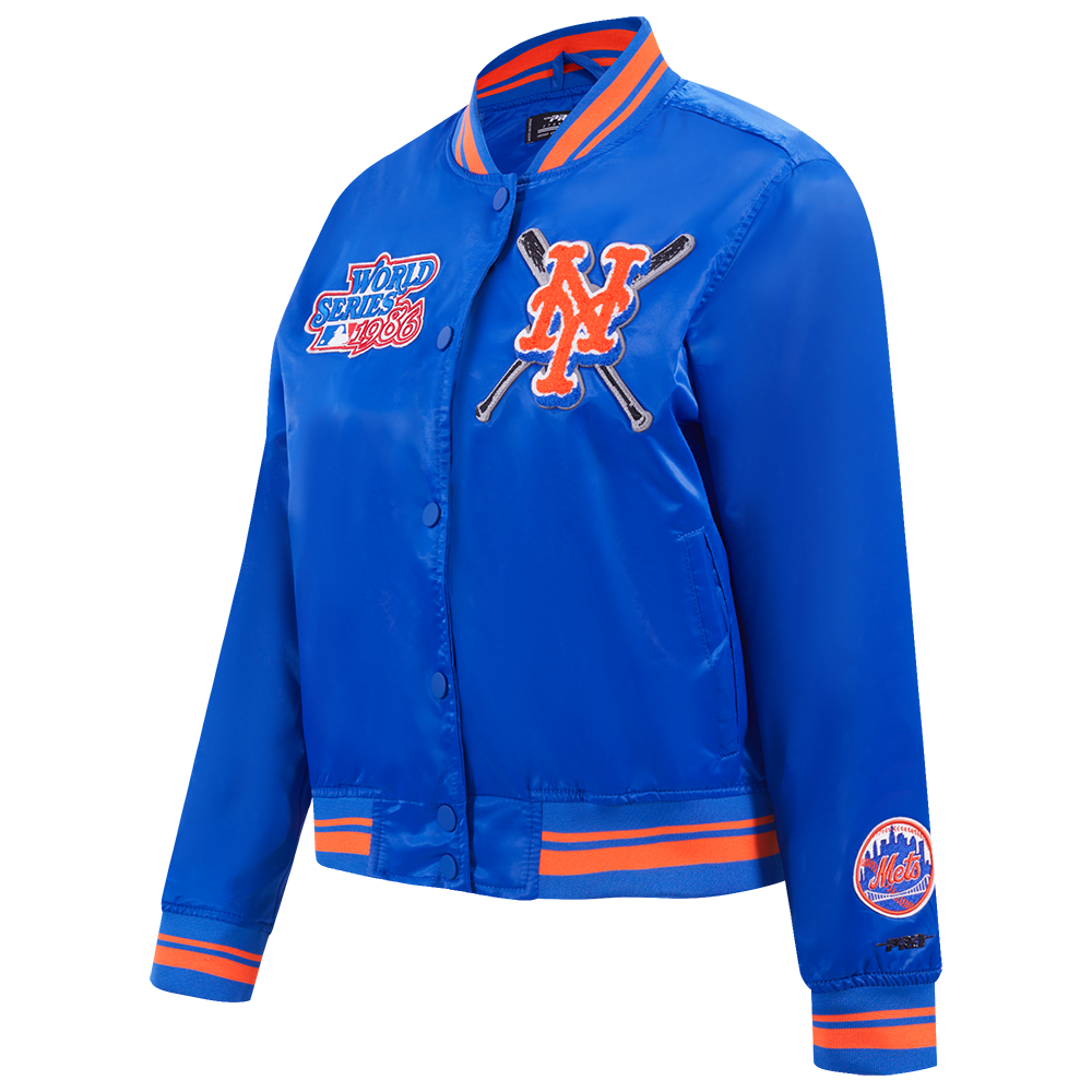Pro Standard Women's MLB New York Mets Mashup Rib Satin Jacket - Royal/Orange - ROYAL/ORANGE Thumbnail View 3