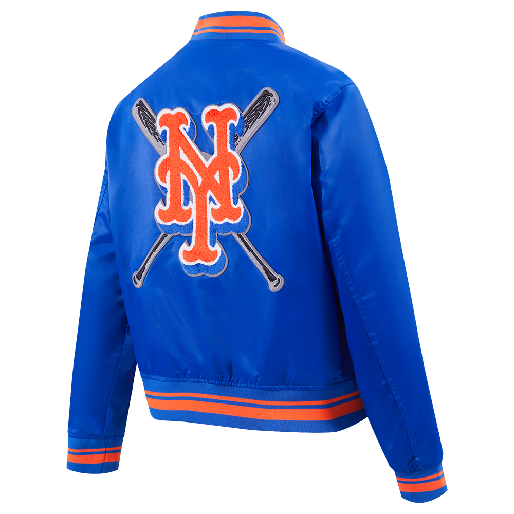 Pro Standard Women's MLB New York Mets Mashup Rib Satin Jacket - Royal/Orange - ROYAL/ORANGE Thumbnail View 4