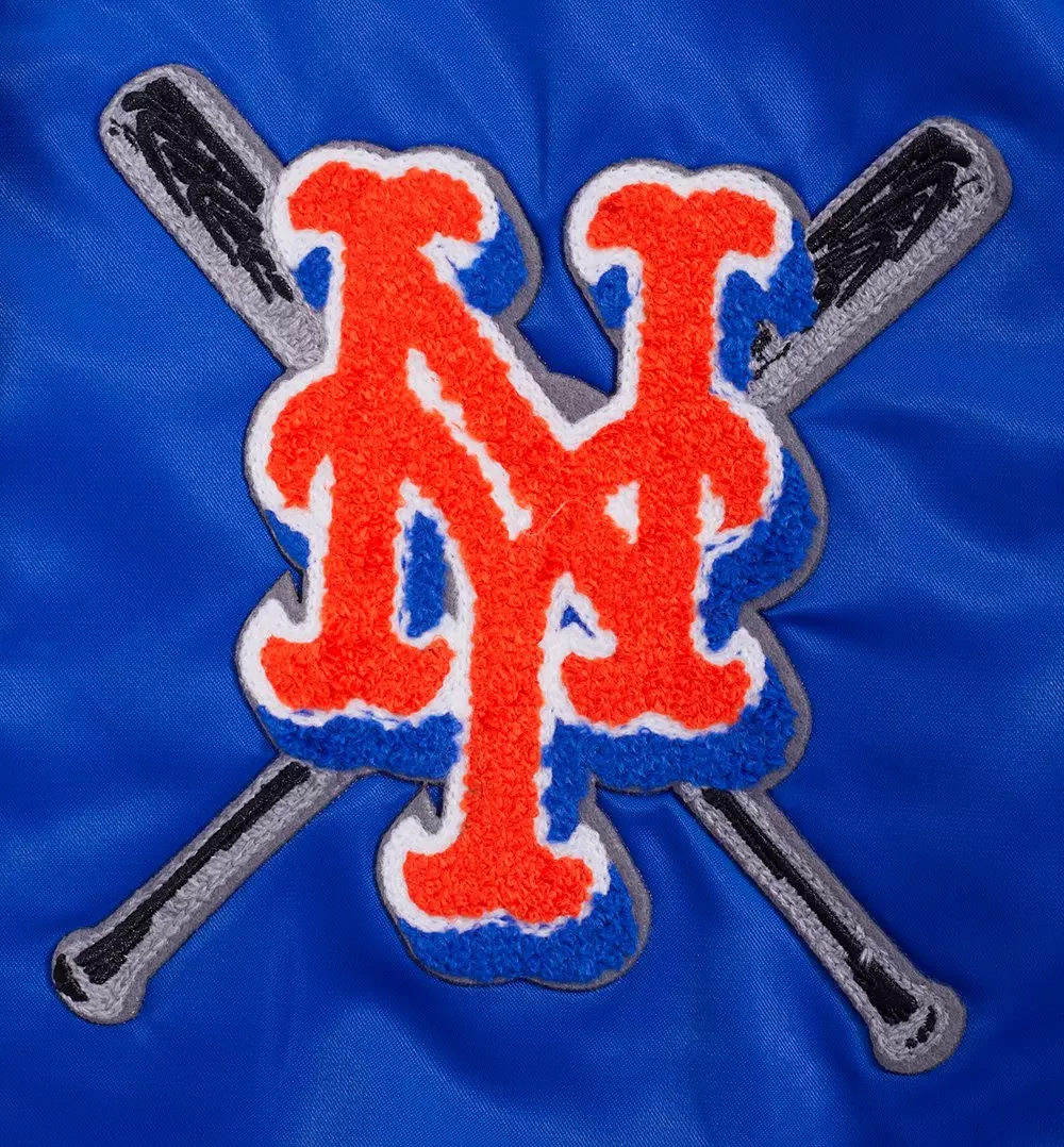 Pro Standard Women's MLB New York Mets Mashup Rib Satin Jacket -Royal/Orange - ROYAL/ORANGE