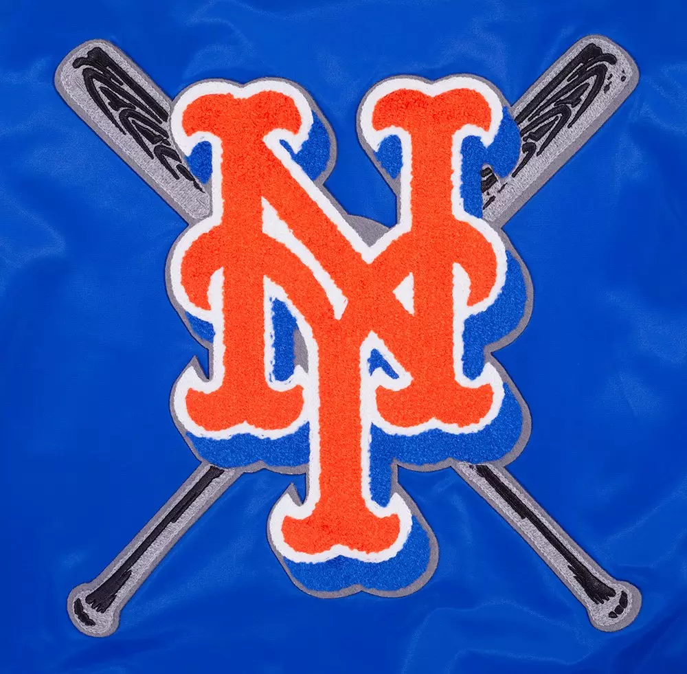 Pro Standard Women's MLB New York Mets Mashup Rib Satin Jacket - Royal/Orange - ROYAL/ORANGE
