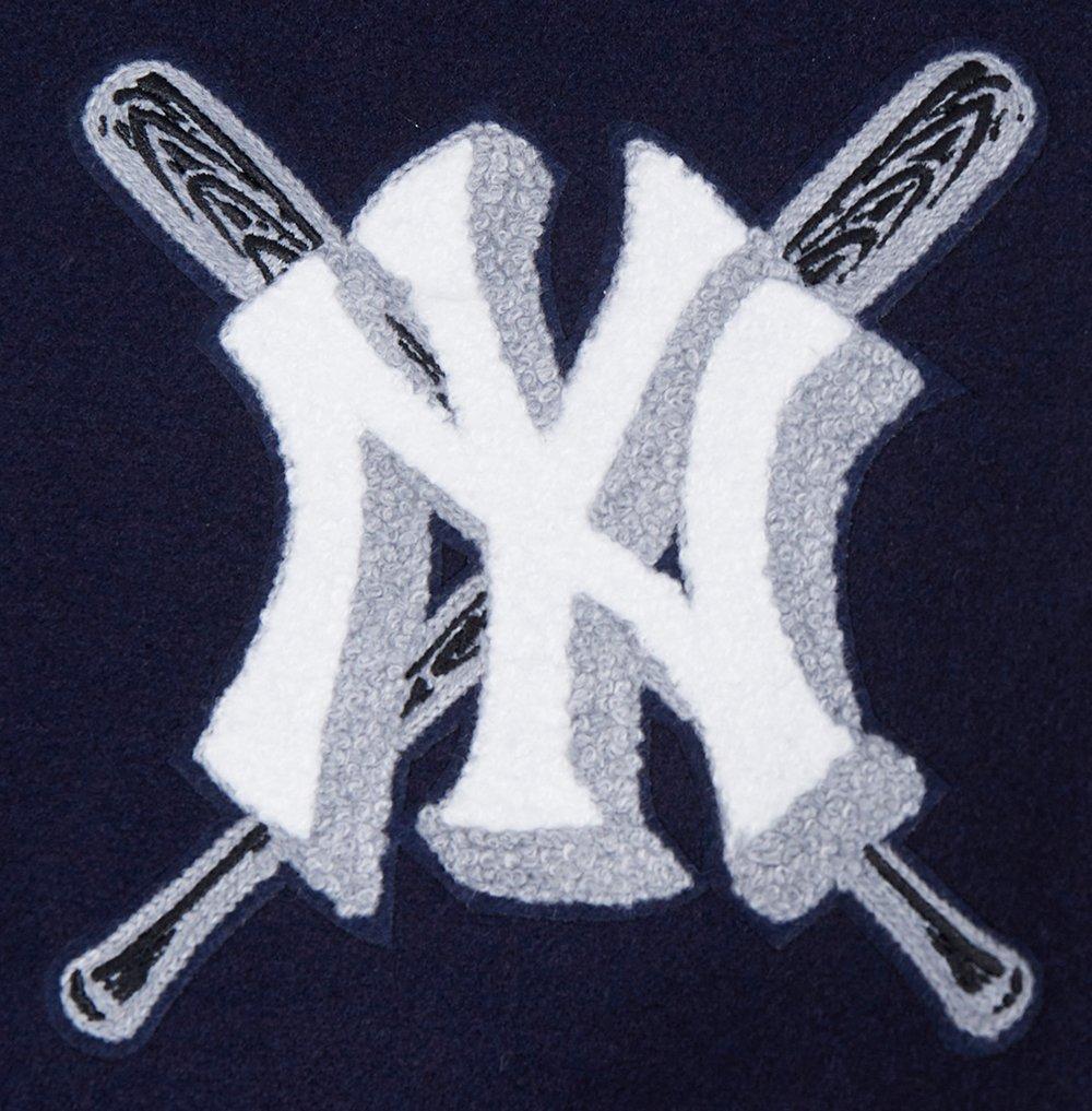 Pro Standard Women's MLB New York Yankees Mashup Rib Wool Varsity Jacket - Navy/White - NAVY/WHITE Thumbnail View 6