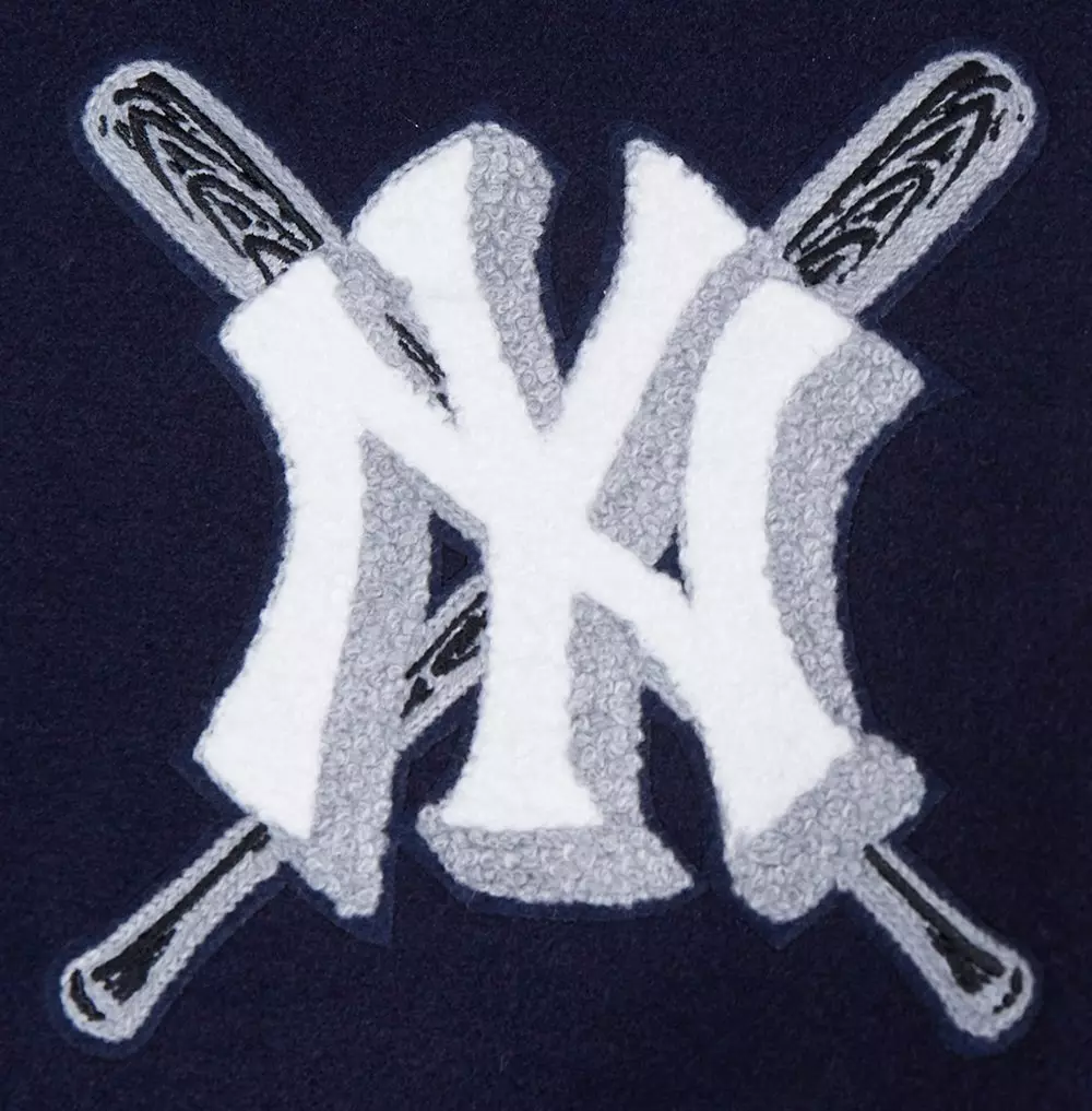 Pro Standard Women's MLB New York Yankees Mashup Rib Wool Varsity Jacket -Navy/White - NAVY/WHITE