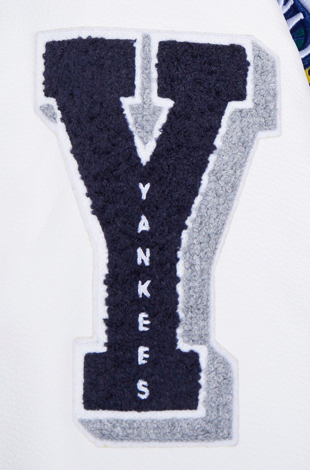 Pro Standard Women's MLB New York Yankees Mashup Rib Wool Varsity Jacket -Navy/White - NAVY/WHITE Thumbnail View 7
