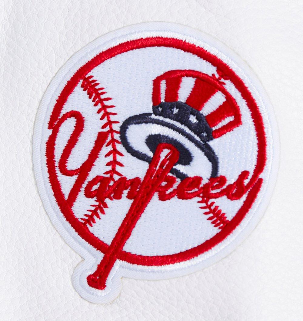 Pro Standard Women's MLB New York Yankees Mashup Rib Wool Varsity Jacket - Navy/White - NAVY/WHITE Thumbnail View 8