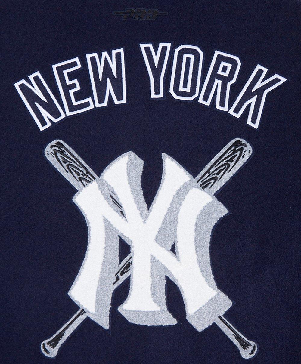 Pro Standard Women's MLB New York Yankees Mashup Rib Wool Varsity Jacket - Navy/White - NAVY/WHITE Thumbnail View 9