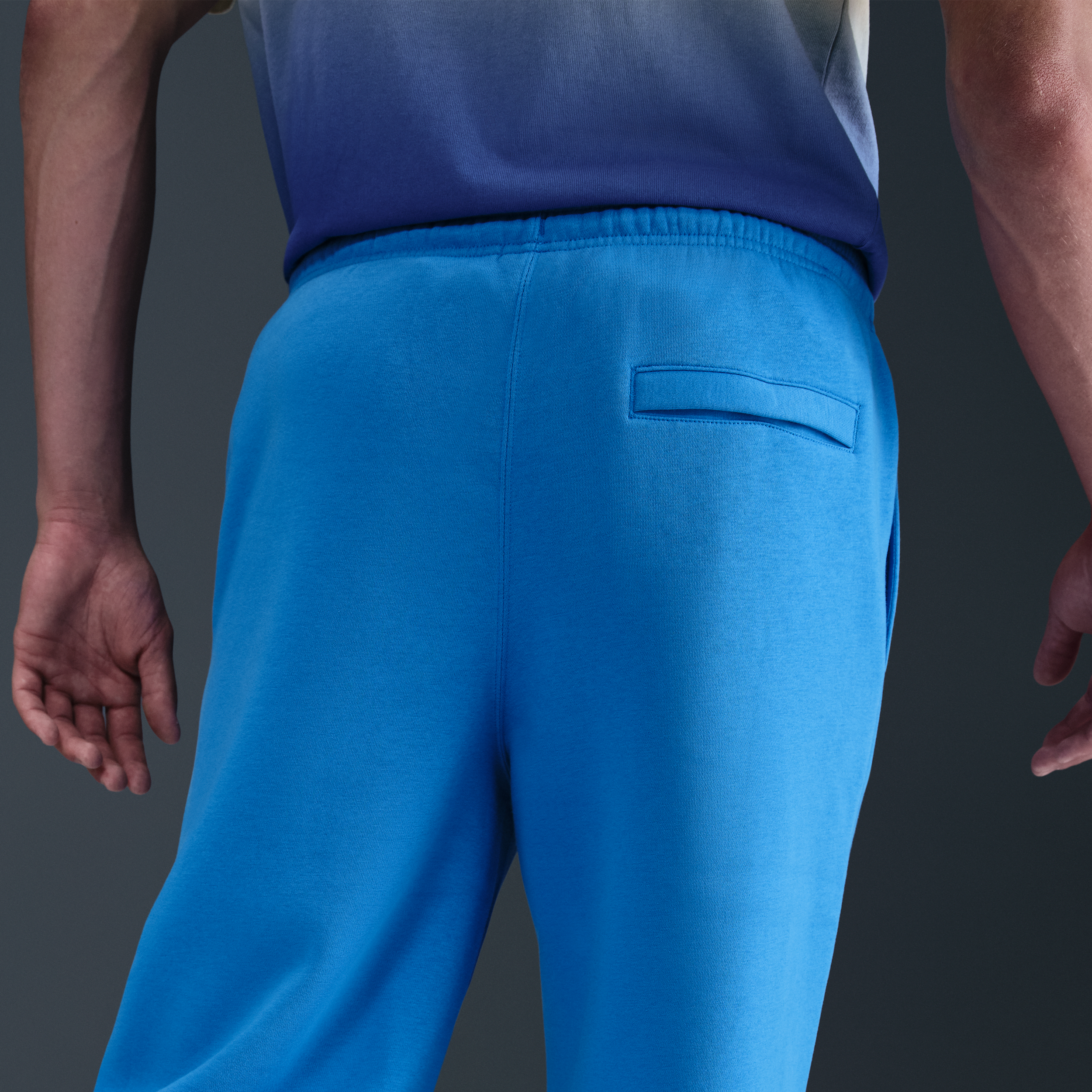 Nike Men's Club BB Open-Hem Fleece Pants -Blue - BLUE Thumbnail View 4