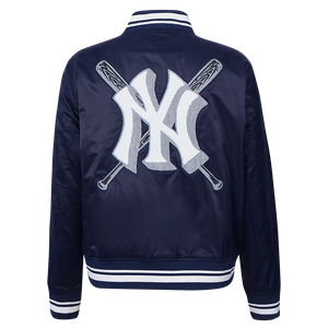 Pro Standard Women's MLB New York Yankees Mashup Rib Satin Jacket -Navy