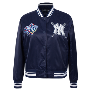 Pro Standard Women's MLB New York Yankees Mashup Rib Satin Jacket -Navy