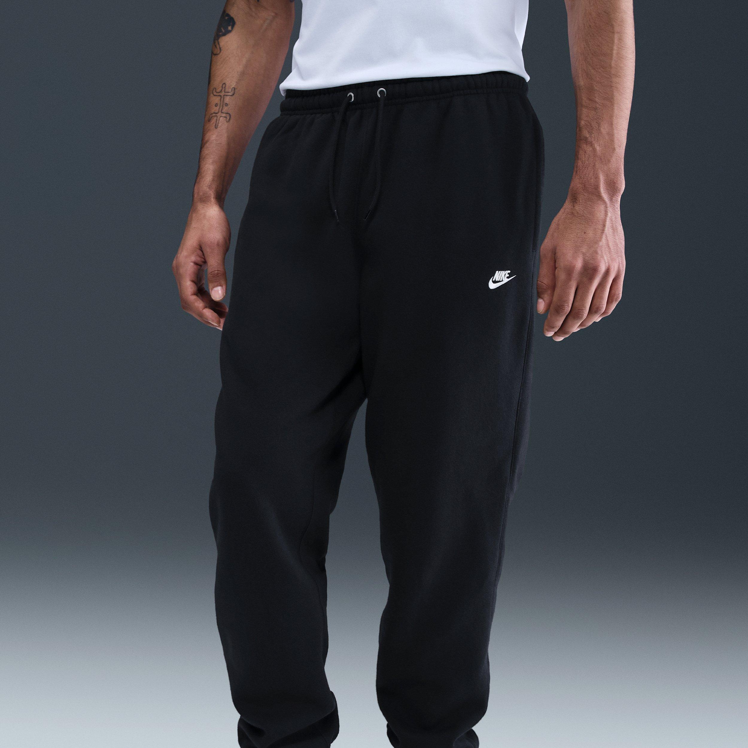Nike Men's Club Cuffed Brushed Fleece Pants - BLACK Thumbnail View 3
