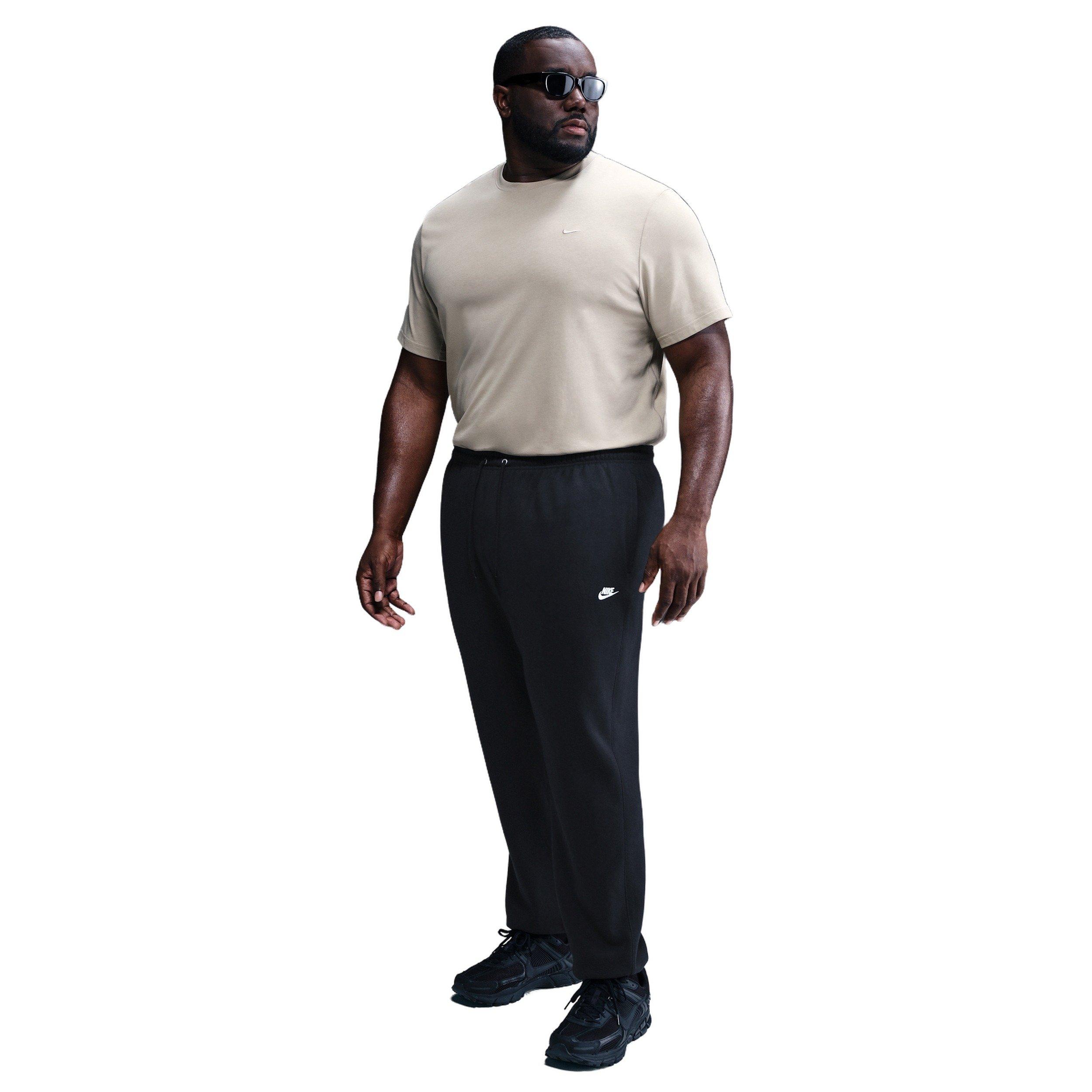 Nike Men's Club Cuffed Brushed Fleece Pants - BLACK Thumbnail View 6