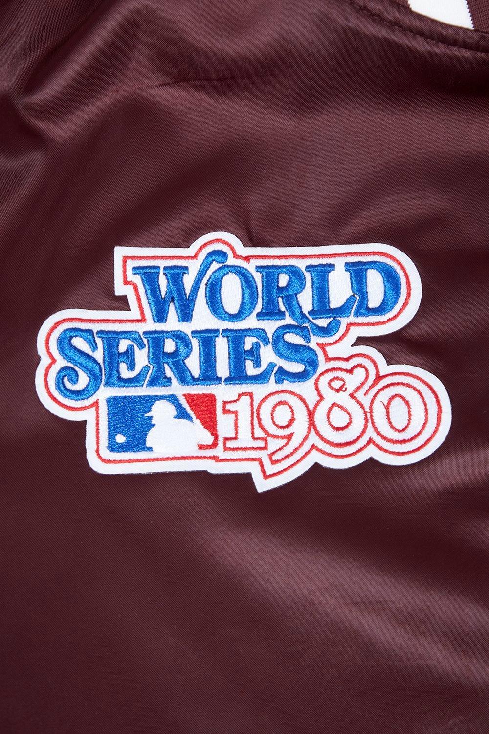 Pro Standard Women's MLB Philadelphia Phillies Retro Mashup Rib Satin Jacket - Wine - WINE Thumbnail View 5