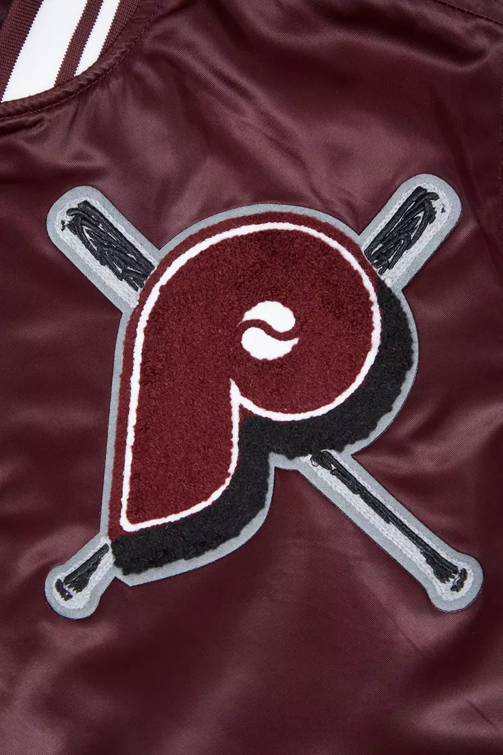 Pro Standard Women's MLB Philadelphia Phillies Retro Mashup Rib Satin Jacket - Wine - WINE