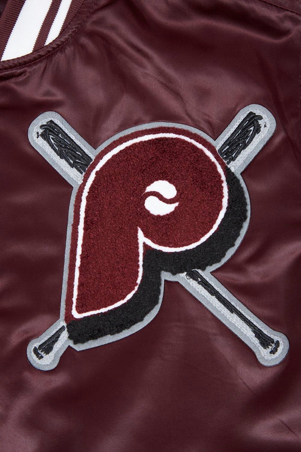 Pro Standard Women's MLB Philadelphia Phillies Retro Mashup Rib Satin Jacket -Wine - WINE Thumbnail View 6