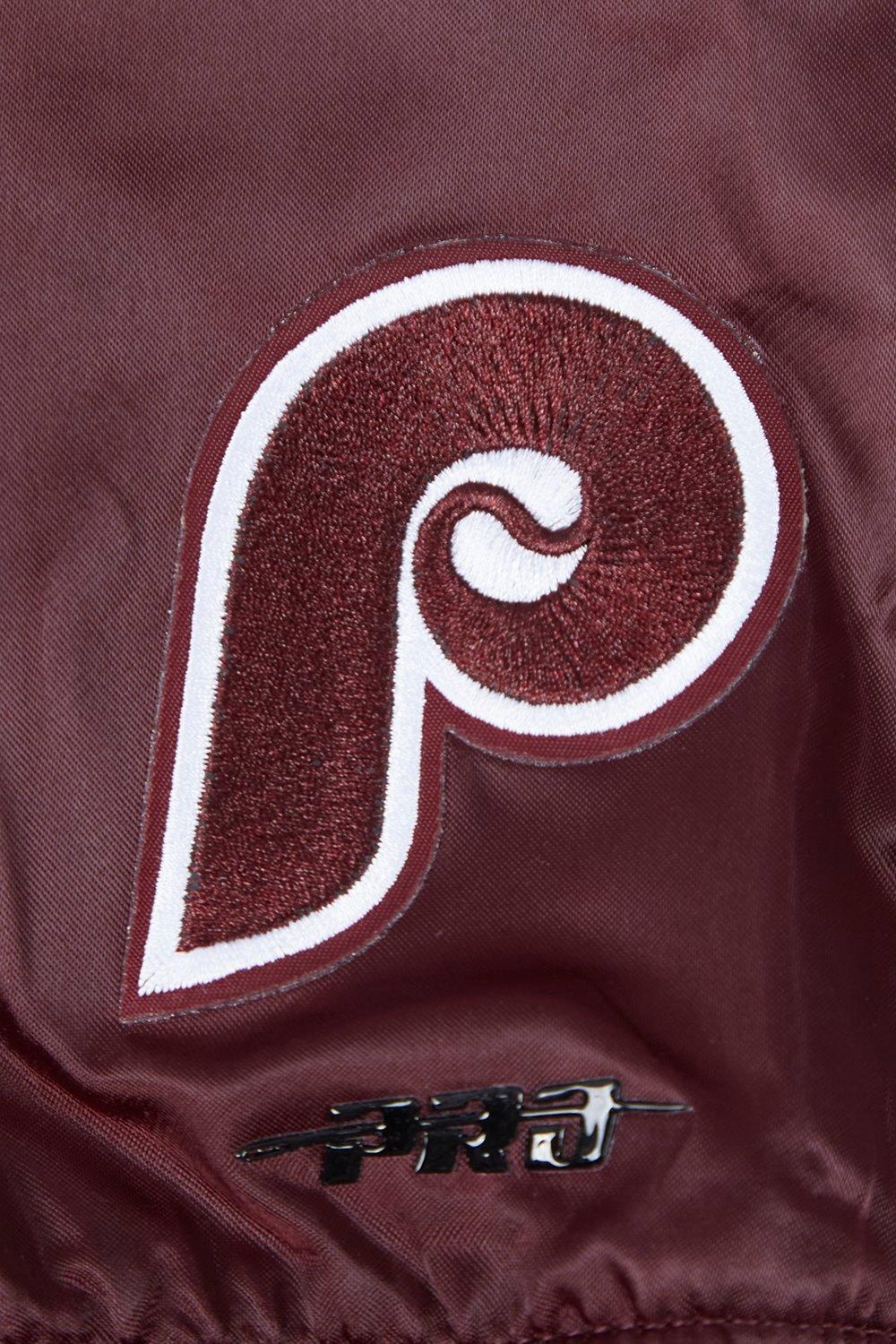 Pro Standard Women's MLB Philadelphia Phillies Retro Mashup Rib Satin Jacket - Wine - WINE Thumbnail View 7