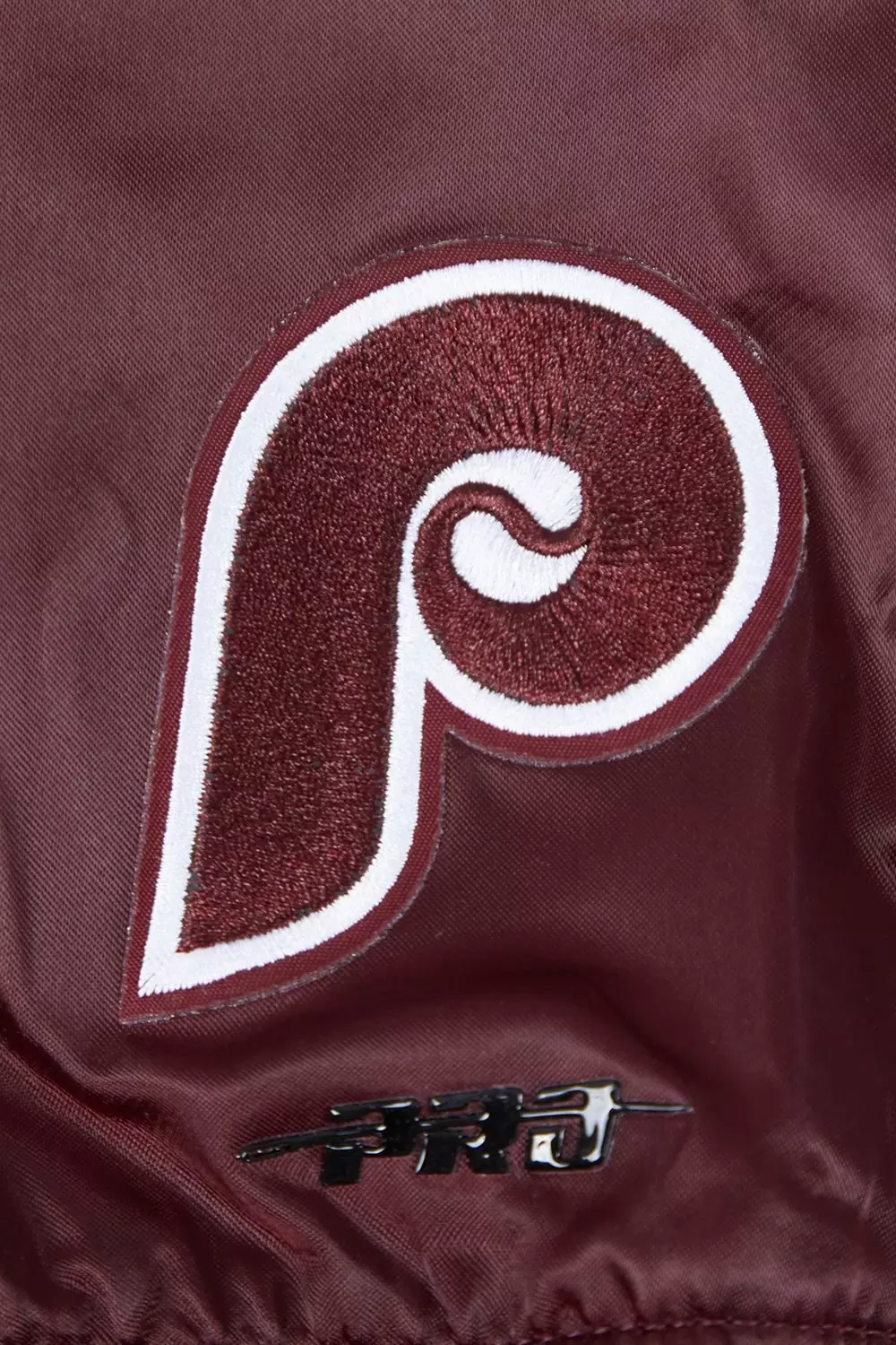 Pro Standard Women's MLB Philadelphia Phillies Retro Mashup Rib Satin Jacket -Wine - WINE
