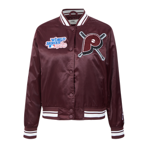Pro Standard Women's MLB Philadelphia Phillies Retro Mashup Rib Satin Jacket -Wine