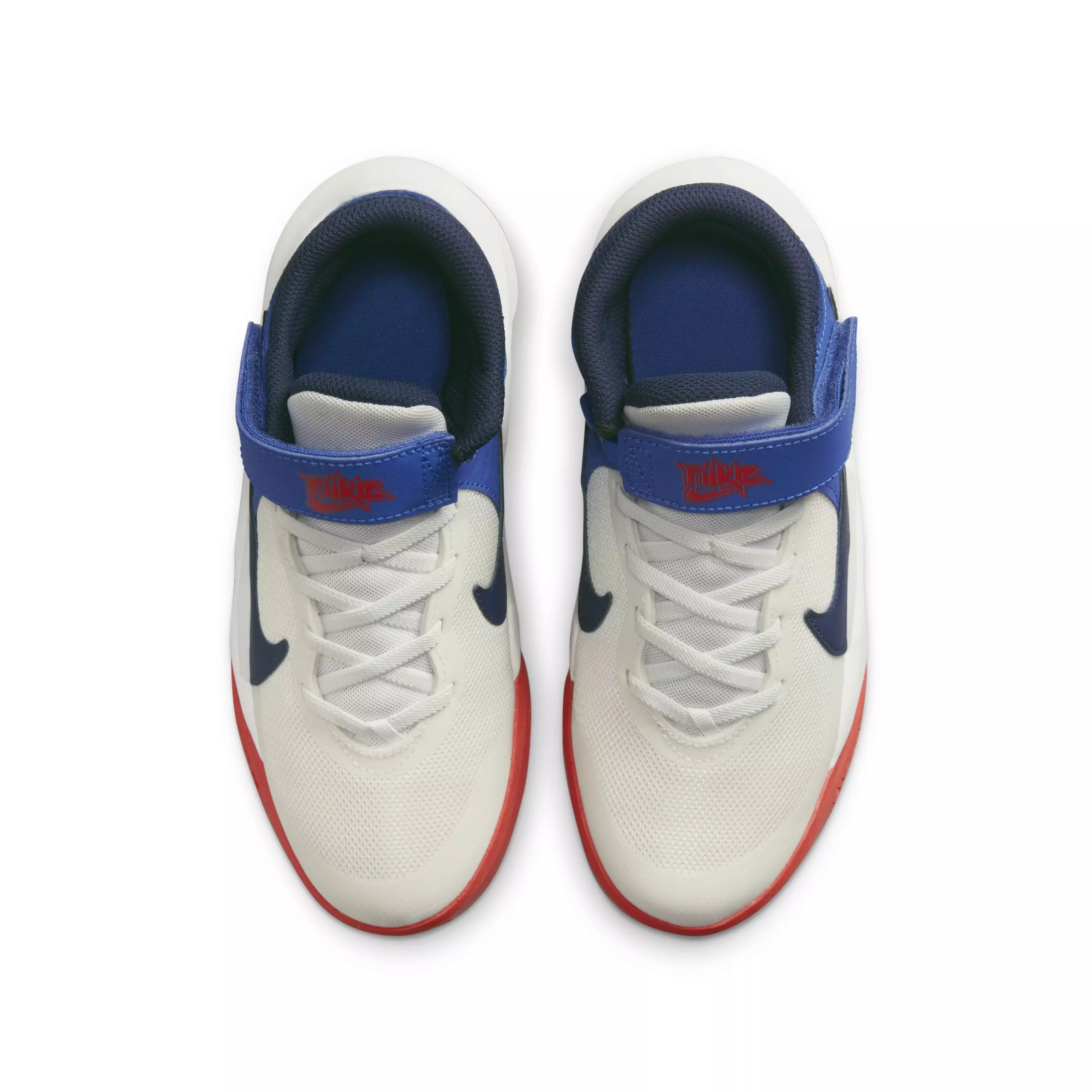 Nike Team Hustle D 10 FlyEase "Summit White/Navy/Game Royal" Grade School Boys' Basketball Shoe - WHITE/NAVY/ROYAL