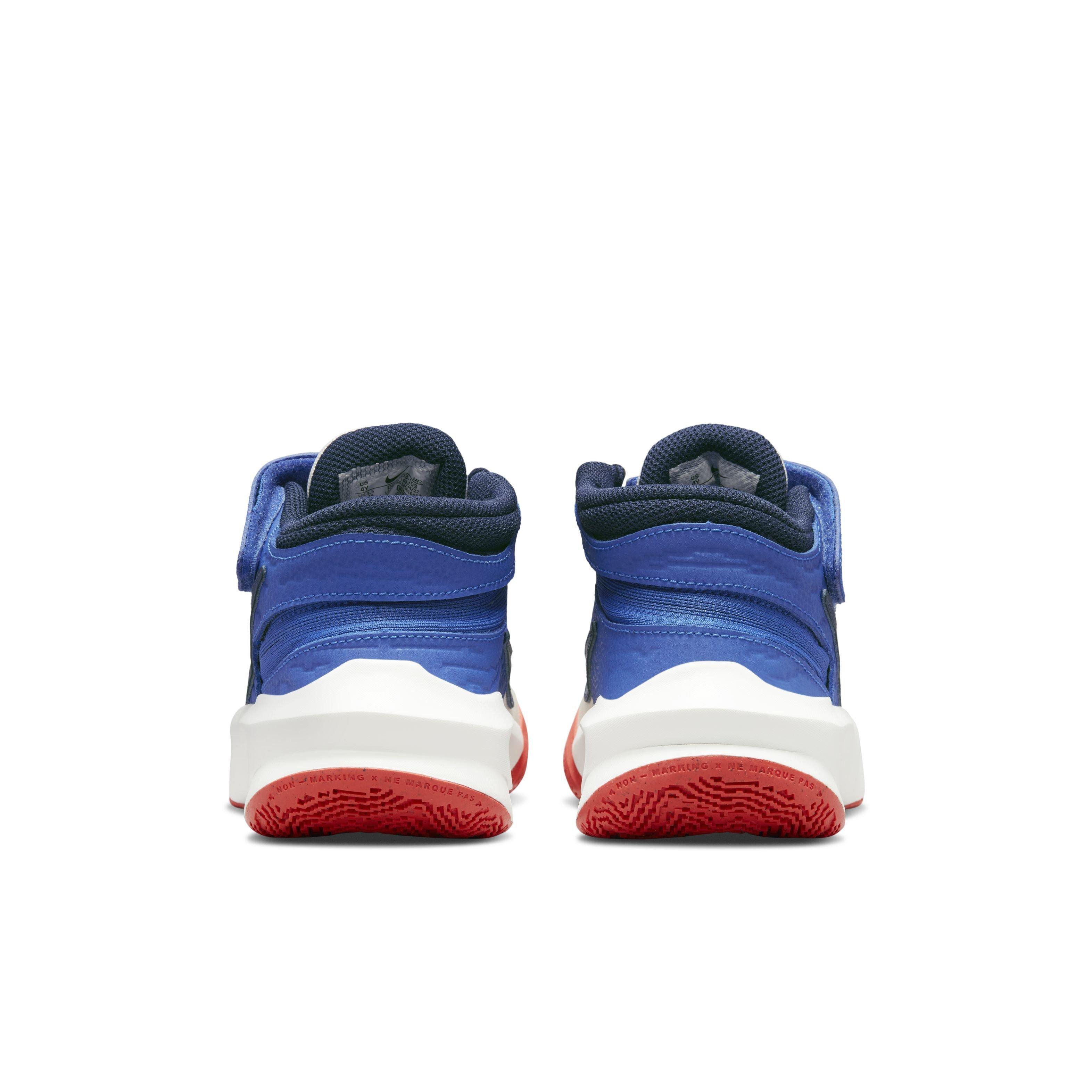 Nike Team Hustle D 10 FlyEase "Summit White/Navy/Game Royal" Grade School Boys' Basketball Shoe - WHITE/NAVY/ROYAL Thumbnail View 5