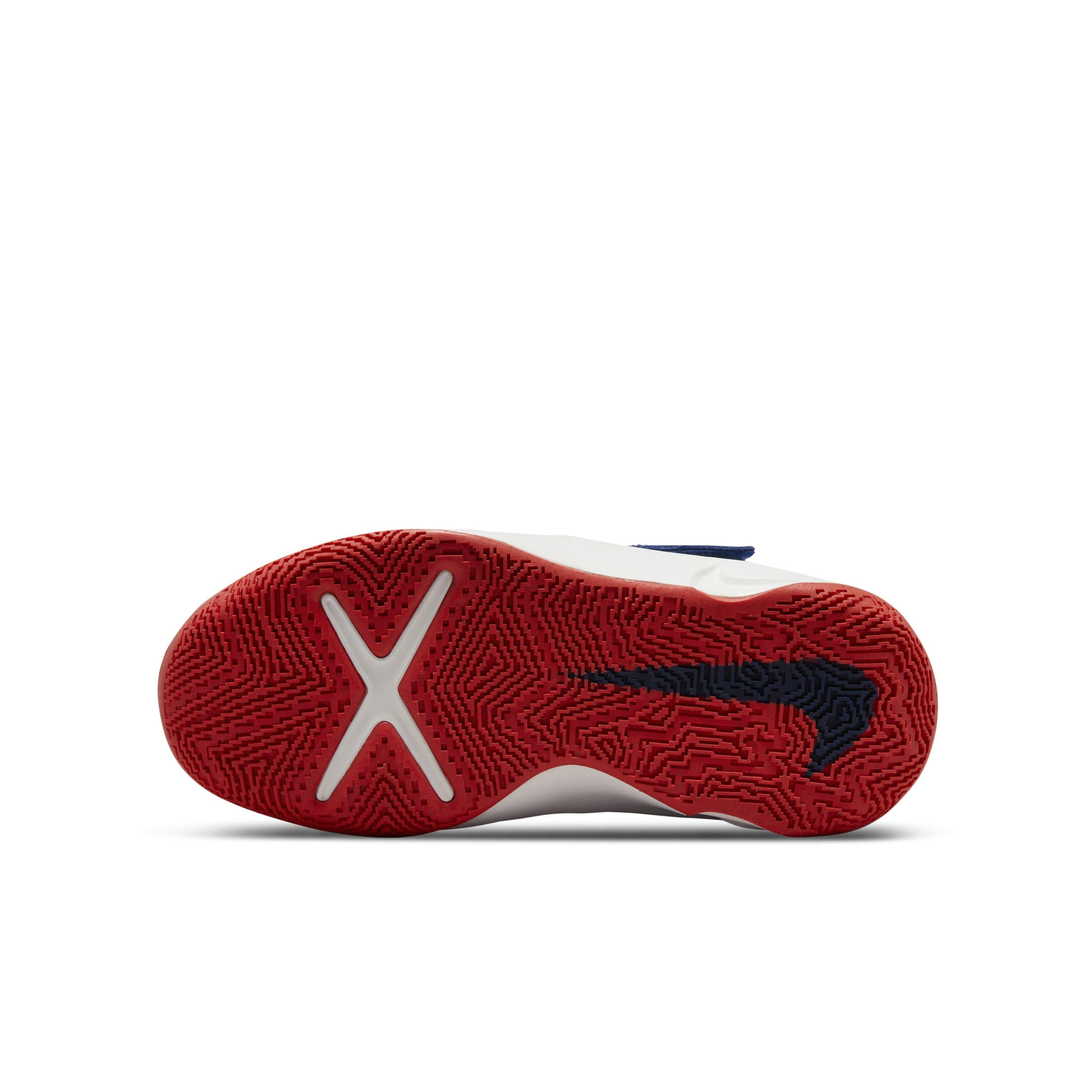 Nike Team Hustle D 10 FlyEase "Summit White/Navy/Game Royal" Grade School Boys' Basketball Shoe - WHITE/NAVY/ROYAL Thumbnail View 6