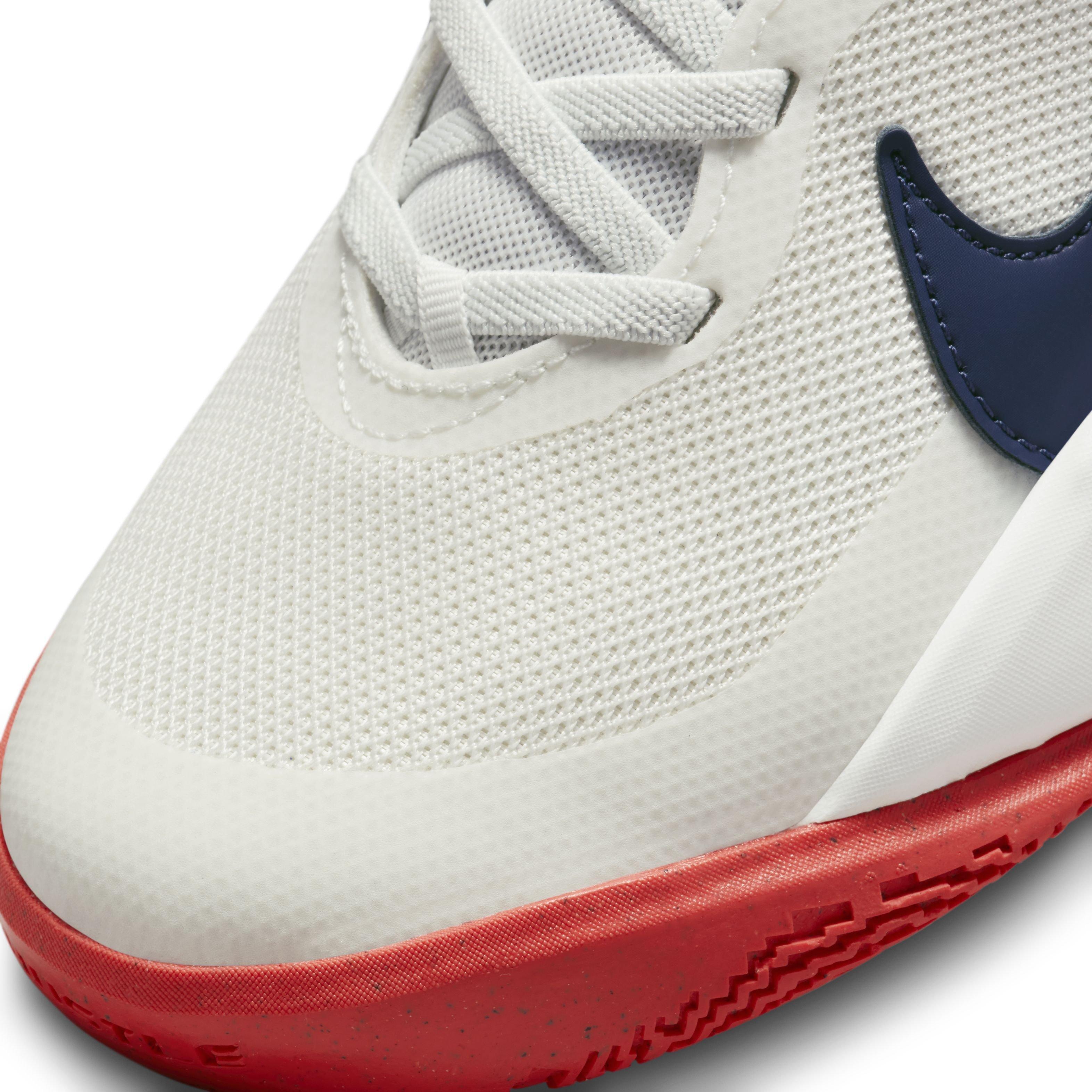 Nike Team Hustle D 10 FlyEase "Summit White/Navy/Game Royal" Grade School Boys' Basketball Shoe - WHITE/NAVY/ROYAL Thumbnail View 7