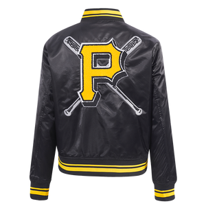 Pro Standard Women's MLB Pittsburgh Pirates Mashup Rib Satin Jacket -Black/Yellow
