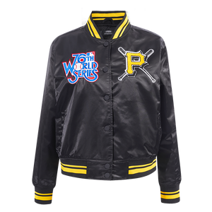 Pro Standard Women's MLB Pittsburgh Pirates Mashup Rib Satin Jacket -Black/Yellow