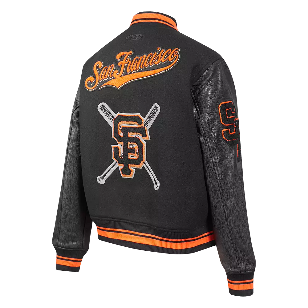 Pro Standard Women's MLB San Francisco Giants Mashup Rib Wool Varsity Jacket - Black/Orange - BLACK/ORANGE
