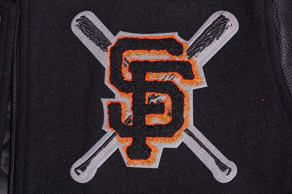 Pro Standard Women's MLB San Francisco Giants Mashup Rib Wool Varsity Jacket - Black/Orange - BLACK/ORANGE Thumbnail View 6