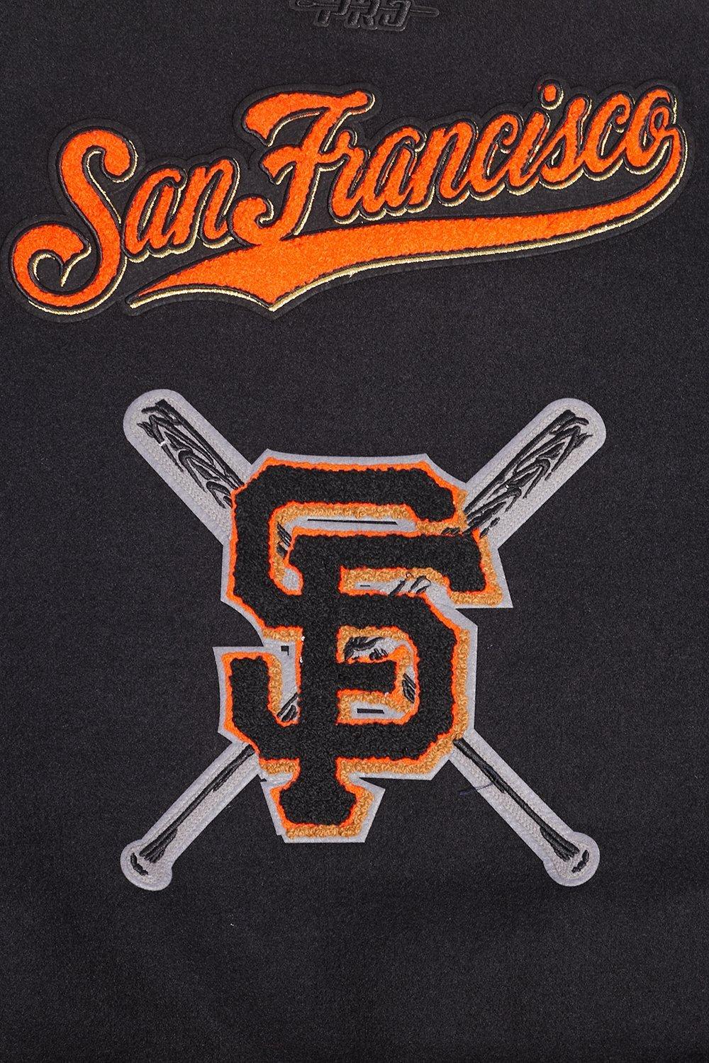 Pro Standard Women's MLB San Francisco Giants Mashup Rib Wool Varsity Jacket -Black/Orange - BLACK/ORANGE Thumbnail View 8