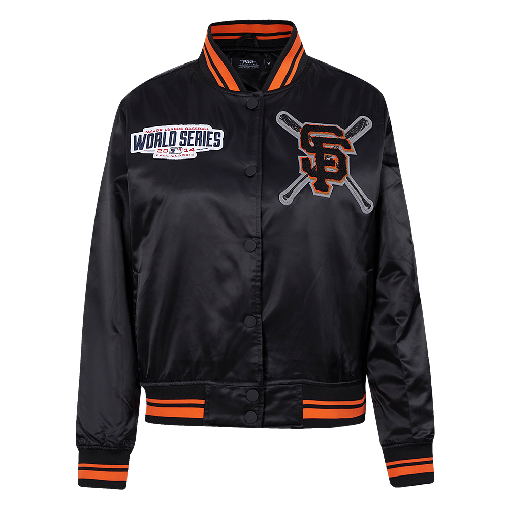Pro Standard Women's MLB San Francisco Giants Mashup Rib Satin Jacket - Black/Orange - BLACK/ORANGE Thumbnail View 1