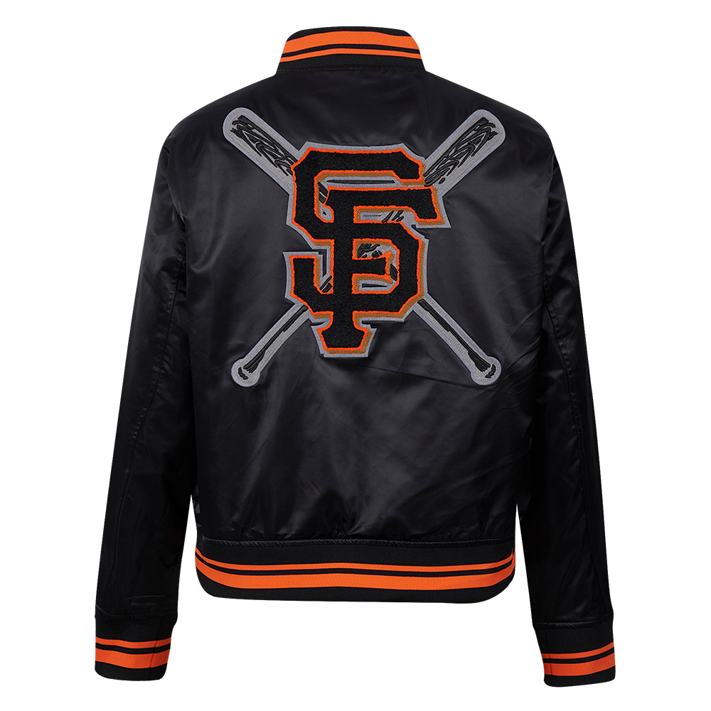 Pro Standard Women's MLB San Francisco Giants Mashup Rib Satin Jacket - Black/Orange - BLACK/ORANGE Thumbnail View 2