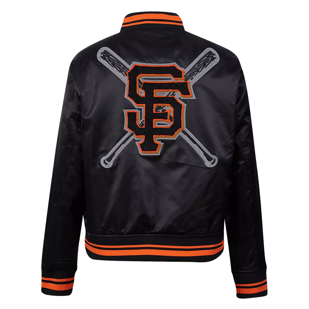 Pro Standard Women's MLB San Francisco Giants Mashup Rib Satin Jacket -Black/Orange - BLACK/ORANGE