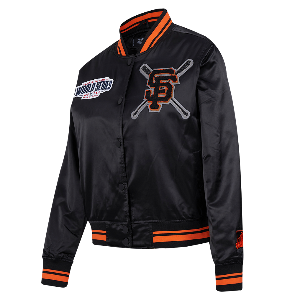 Pro Standard Women's MLB San Francisco Giants Mashup Rib Satin Jacket - Black/Orange - BLACK/ORANGE Thumbnail View 3
