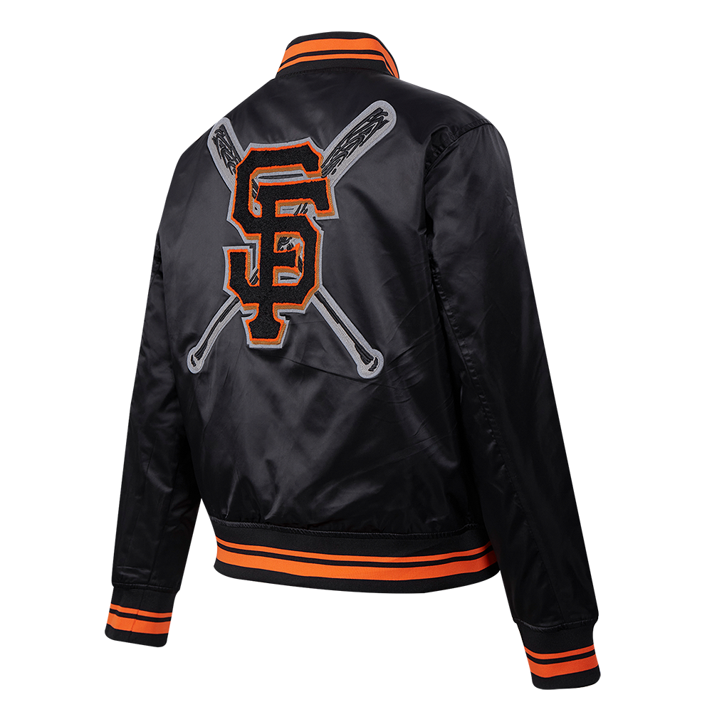 Pro Standard Women's MLB San Francisco Giants Mashup Rib Satin Jacket -Black/Orange - BLACK/ORANGE Thumbnail View 4