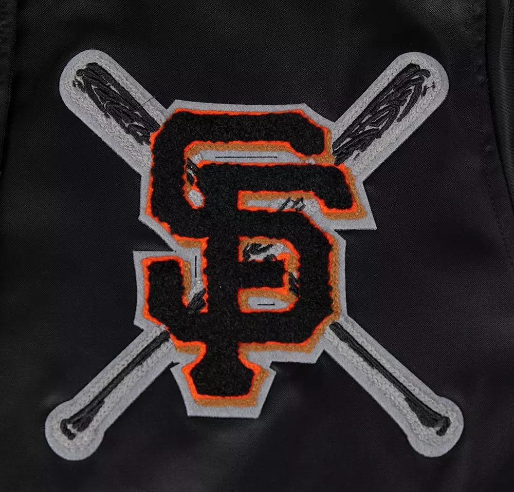 Pro Standard Women's MLB San Francisco Giants Mashup Rib Satin Jacket -Black/Orange - BLACK/ORANGE