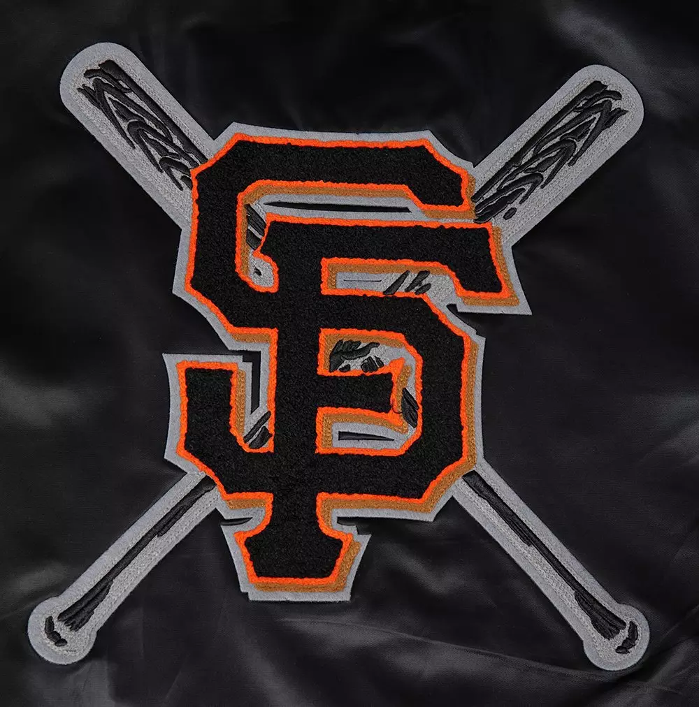 Pro Standard Women's MLB San Francisco Giants Mashup Rib Satin Jacket - Black/Orange - BLACK/ORANGE